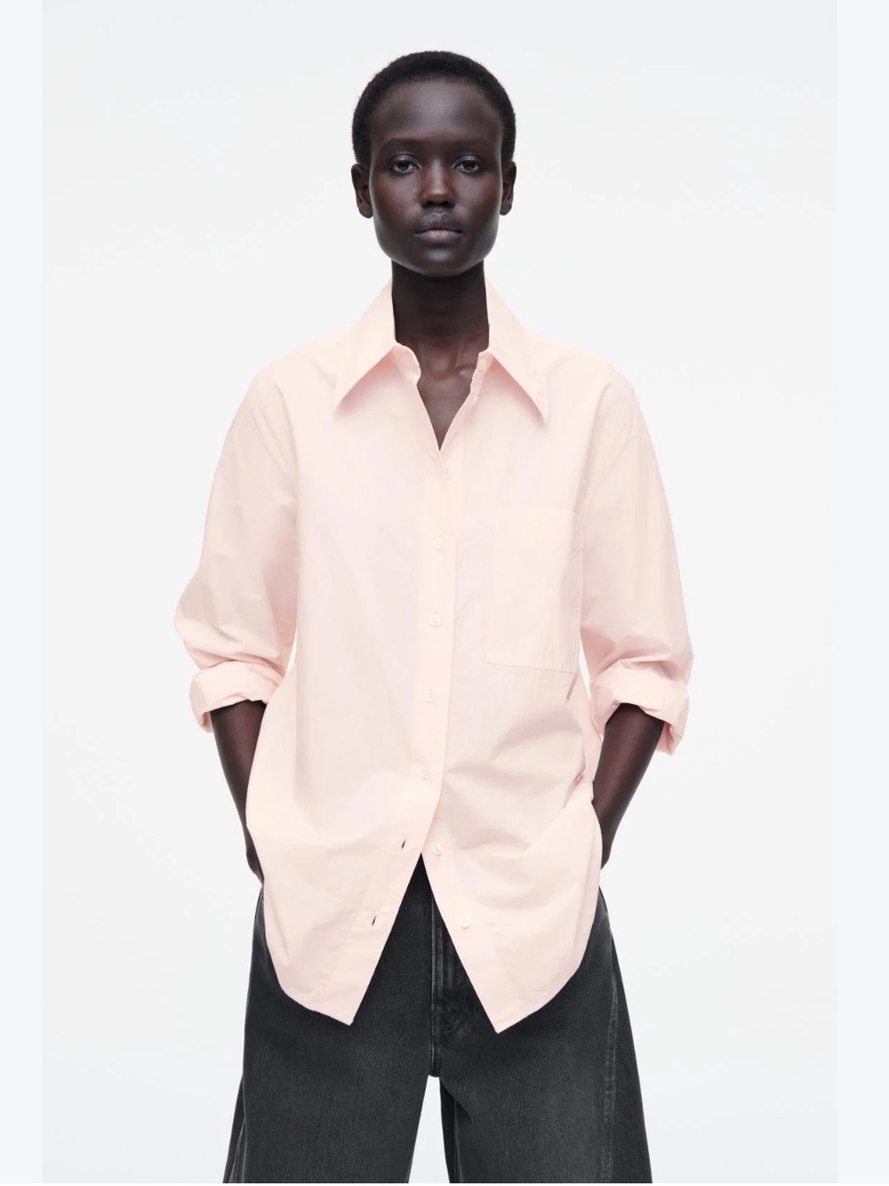 COS Cotton Oversized Long Sleeve Button Down Shirt
